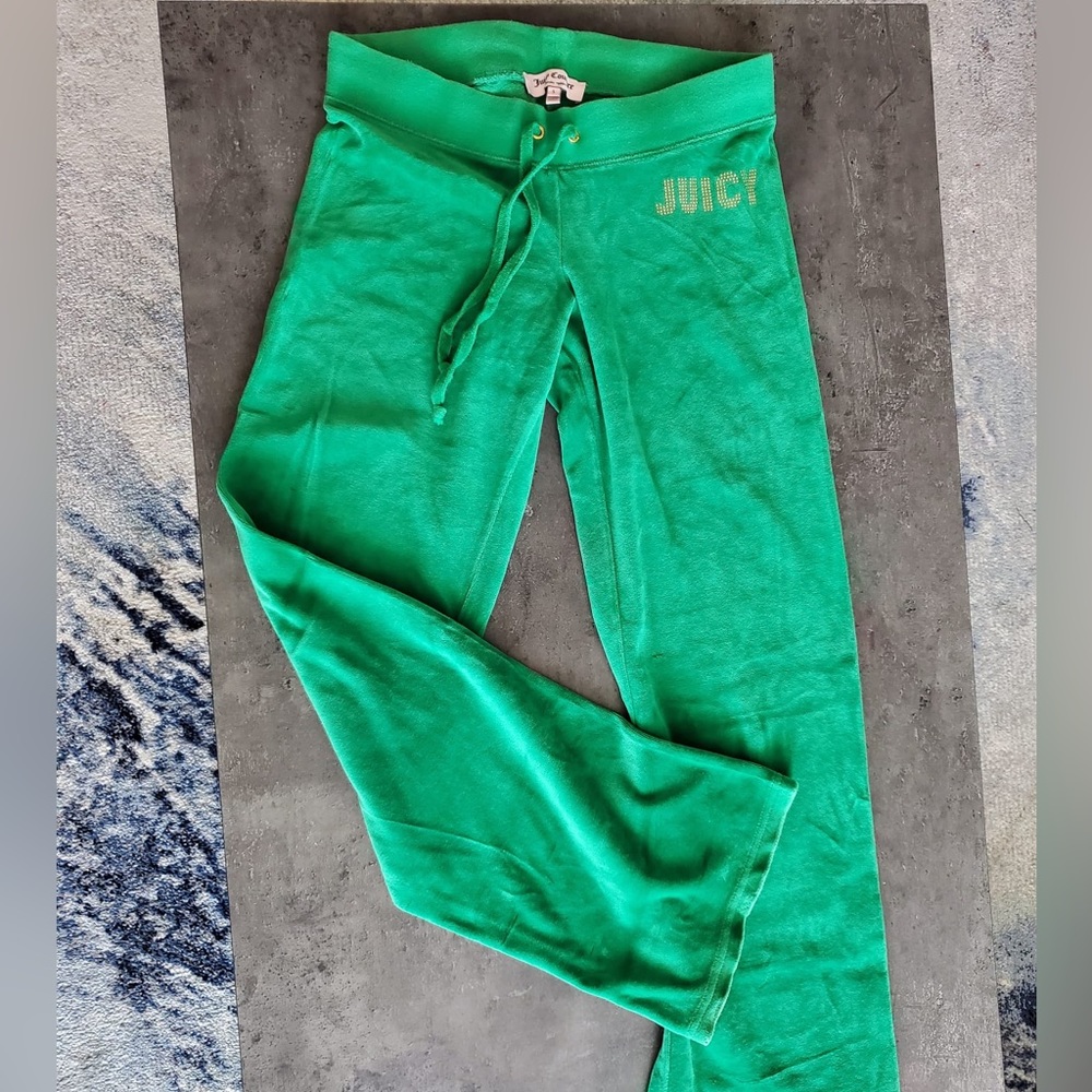 Juicy Couture ladies green velour wide leg pants